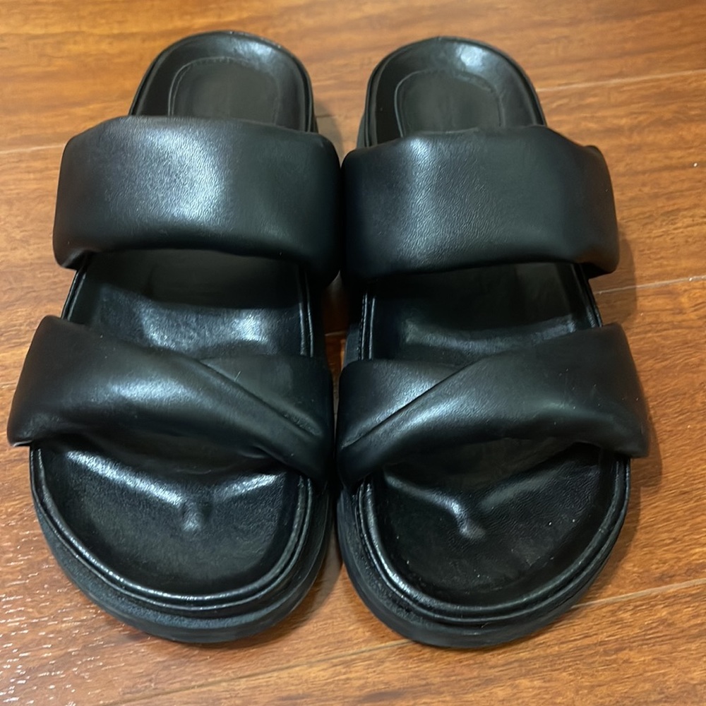 Tony Bianco Henry Black Nappa 3.5cm Sandals